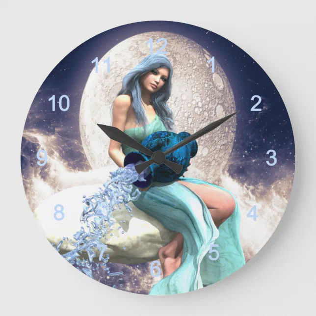 Aquarius – Woman Pouring Water From a Jug Large Clock