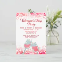 Pink Valentine's Party Food Music Dancing Club Invitation