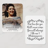 Simple Photo Sympathy Funeral Memorial Card