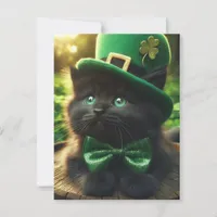 Black St. Patrick's Day Kitten Postcard