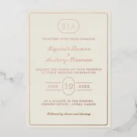 Elegant Modern Monogram Gold Foil Wedding  Foil Invitation