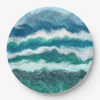 Turquoise and Blue Ocean Waves  Paper Plates