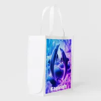 Monogram Blue & Purple Dolphins Ocean | Grocery Bag