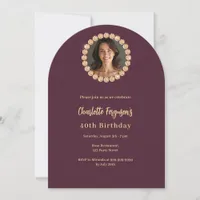 Birthday burgundy diamond photo arch invitation
