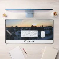 Leverkusen Winter Panorama Dawn Your Name Desk Mat