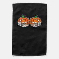 Skeleton Hand On Chest Pumpkin Halloween Women Garden Flag
