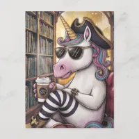 Pirate Unicorn With a Coffee Postcard