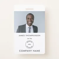 Simple Employee Photo ID Name Logo White  Badge