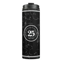 Elegant Black Marble 25 Years Work Anniversary Thermal Tumbler