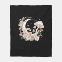 Aesthetic Moon Goblincore And Cottagecore Mushroom Fleece Blanket