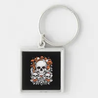 Whimsigoth Skulls & Mushrooms Vintage Botanical Ae Keychain
