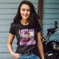 I Love My Boyfriend Purple Bootleg Rapper Photo T-Shirt