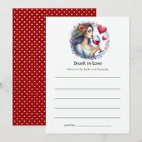 Drunk in Love Romantic Red Wine Bachelorette Advice Card