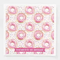 Sweet One Donut Pink 1st Birthday Party Paper Dinner Napkins
