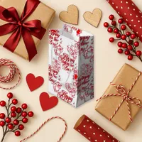 Playful White Red Cartoon Valentine Small Gift Bag