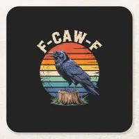 F-Caw-F Raven Moon Gothic Halloween Crow Bird Love Square Paper Coaster