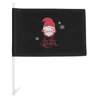 Christmas Gnome With Candycane Car Flag