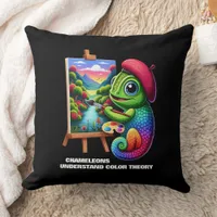 Funny Chameleons Understand Color Theory Throw Pillow