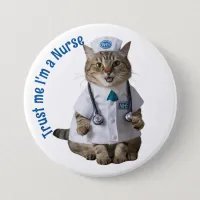 Trust me I'm a NHS nurse, cute cat doctor Button