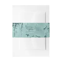 Stone Glitter Wedding Teal ID647 Invitation Belly Band