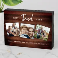 Rustic Best DAD Ever Custom 3 Photo Father's Day Wooden Box Sign