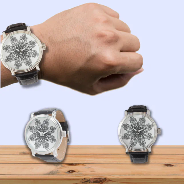 Black lace pattern geometric  watch