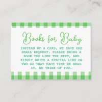 Green Gingham Books for Baby Enclosure Card