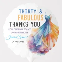 Watercolor Dress 30th Birthday Elegant & Feminine  Balloon