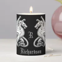 Personalized Winged Dragons Pillar Candle