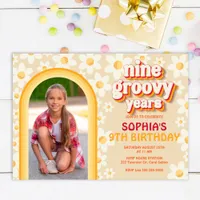 Nine Groovy Years 9th Birthday Photo Invitation | 