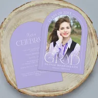 Modern Minimal Lavender Photo Arch Grad Party  Invitation