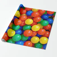Ball Pit Bouncy Balls Blue, Green, Red, Yellow Wrapping Paper