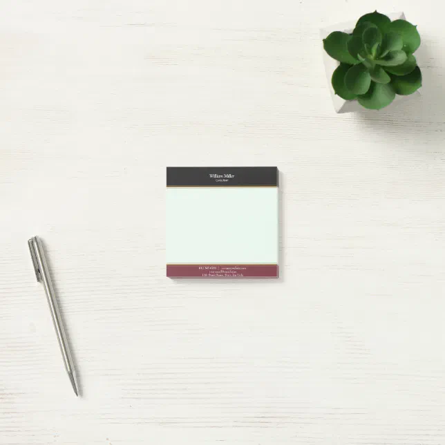 Modern Minimalist Black Maroon Stripes Post-it Notes