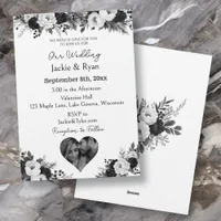 Black and White Photo Template Botanical  Wedding 