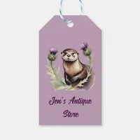 Watercolor Otter and Thistles Gift Tags