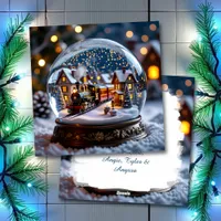 Snow glob Vintage Train Christmas Personalized Holiday Card