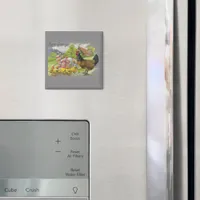 Vintage Easter Chicks & Rooster Gray Design Magnet