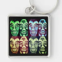 Mayan warriors - surrealism painted design keychain