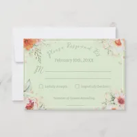 Sage Green with Blush Pink Florals Wedding RSVP