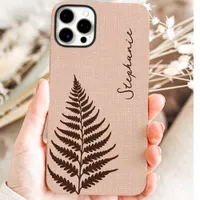 Cottagecore Brown Forest Fern Custom Name iPhone 16 Pro Max Case