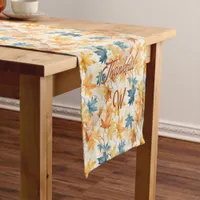 Maple Leaves Thankful Thanksgiving Brunch Dinner Short Table Runner