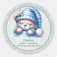 Cute Teddy Bear Baby Shower Classic Round Sticker