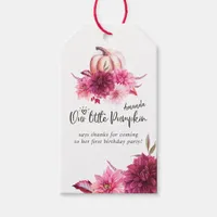 Burgundy and Blush Autumn Fall Pumpkin Birthday Gift Tags