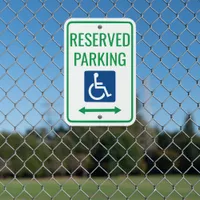 ADA Handicap Double Arrow Green Reserved Parking Metal Sign