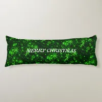 White Snowflakes Green Background Body Pillow