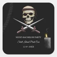 Pirate Bachelor Party - pirate-themed nautical Square Sticker