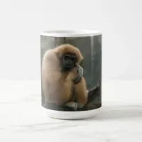 Fluffy white-handed lar gibbon coffee mug