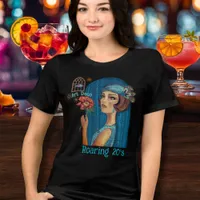 Art Deco Lady in Blue Dress Tri-Blend Shirt