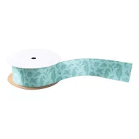 Beach Christmas Seahorse Aqua Blue Glitter  Satin Ribbon