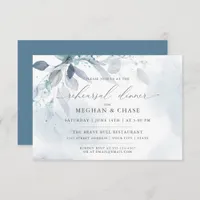 Custom  Dusty  Blue Foliage Watercolor Rehearsal I Invitation